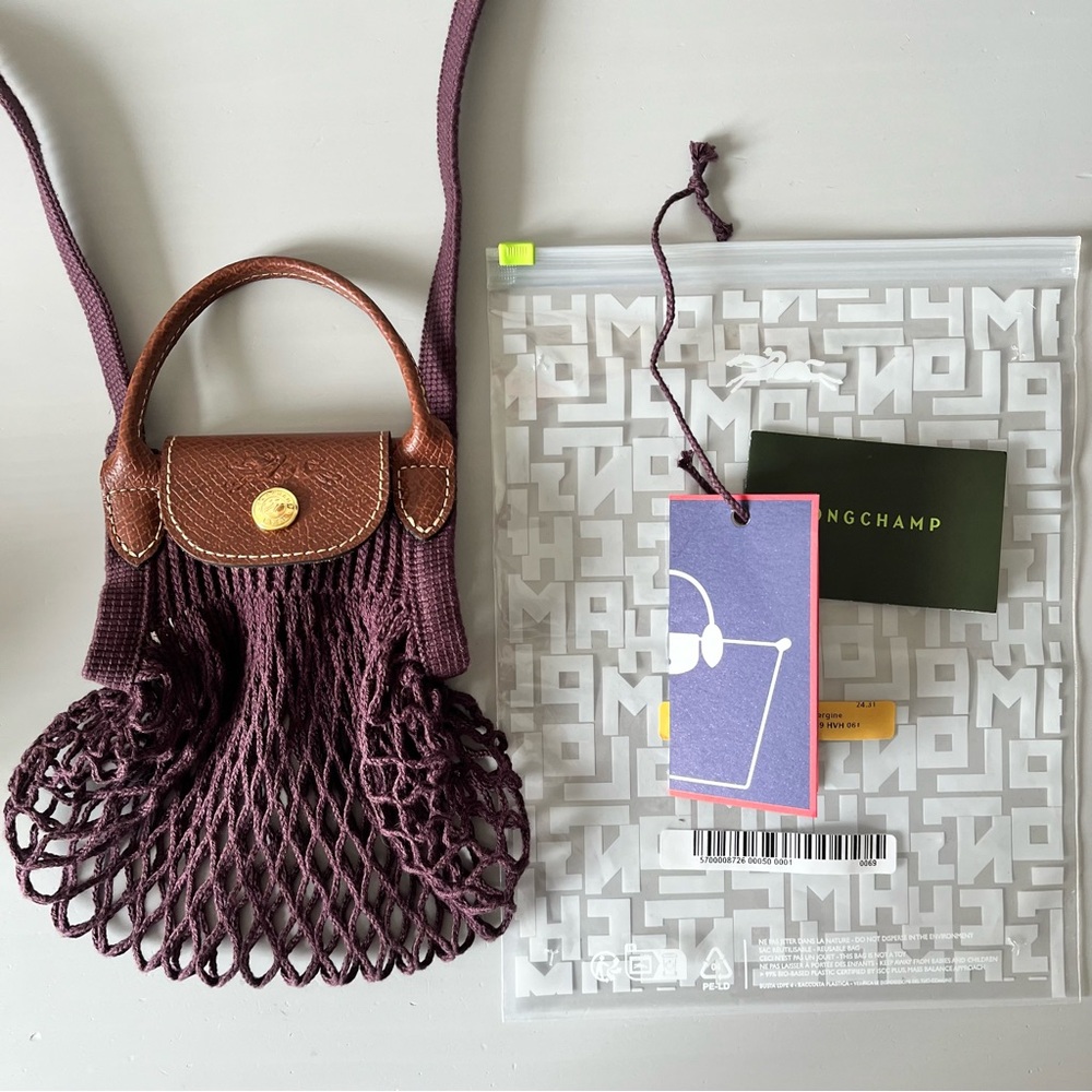 Longchamp XS Le Pliage Filet Bag ‘Aubergine’